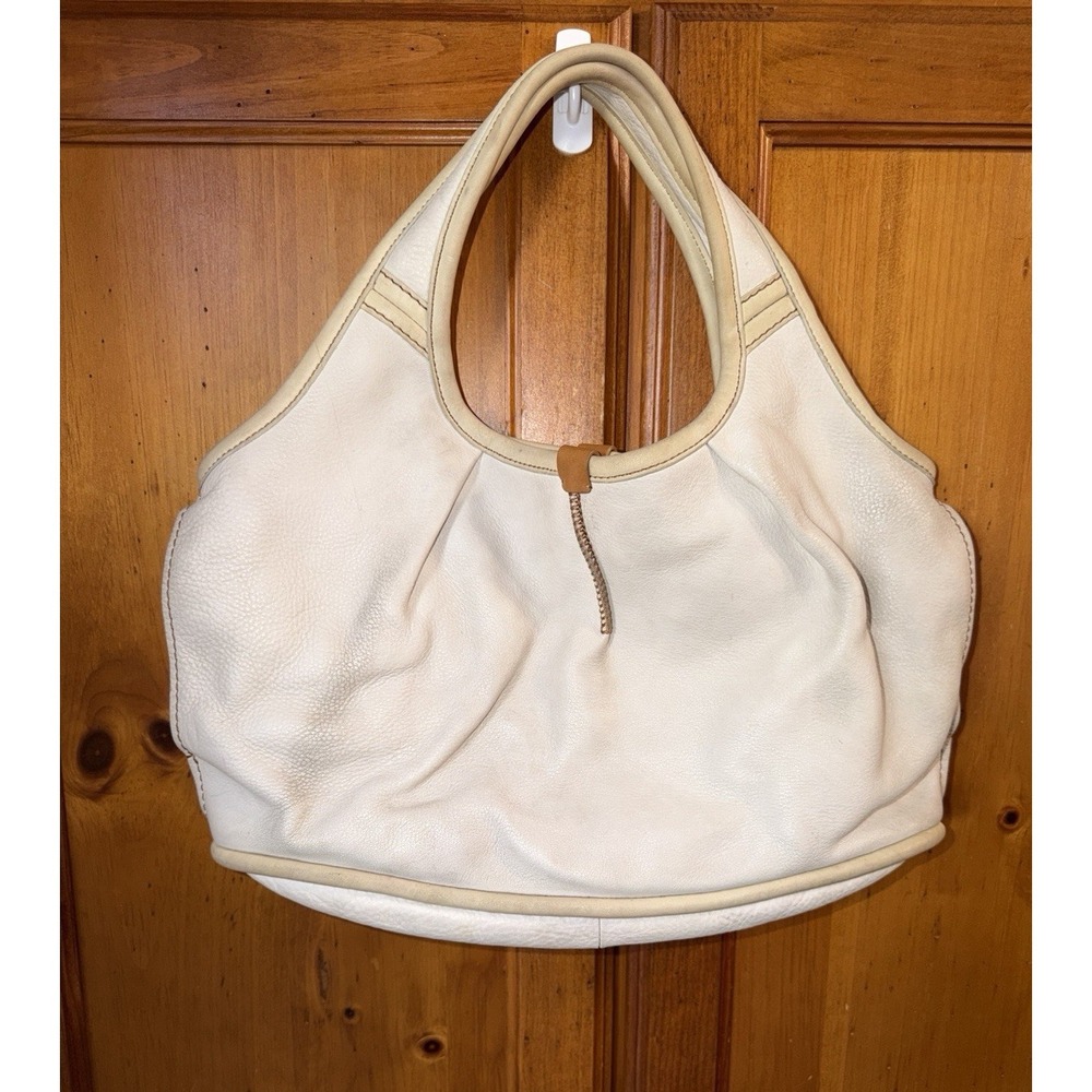 UGG Australia Genuine Calf Leather Hobo Shoulder Handbag Purse Beige Travel Tote